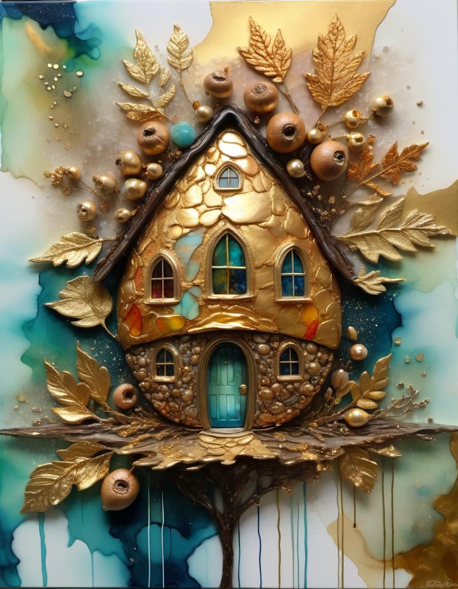 Acorn House in Mixed Media