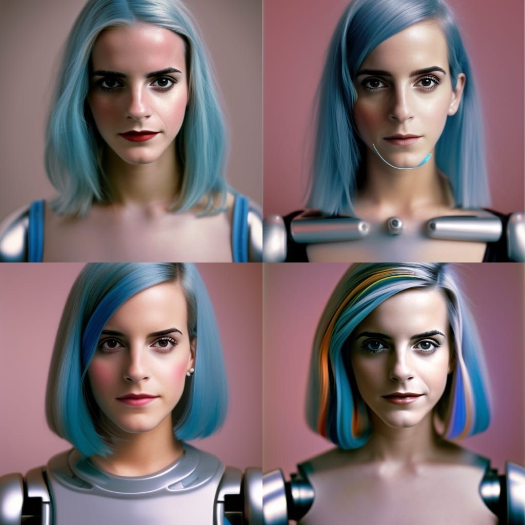 Emma Watson as 1980s Robot Girl Portrait