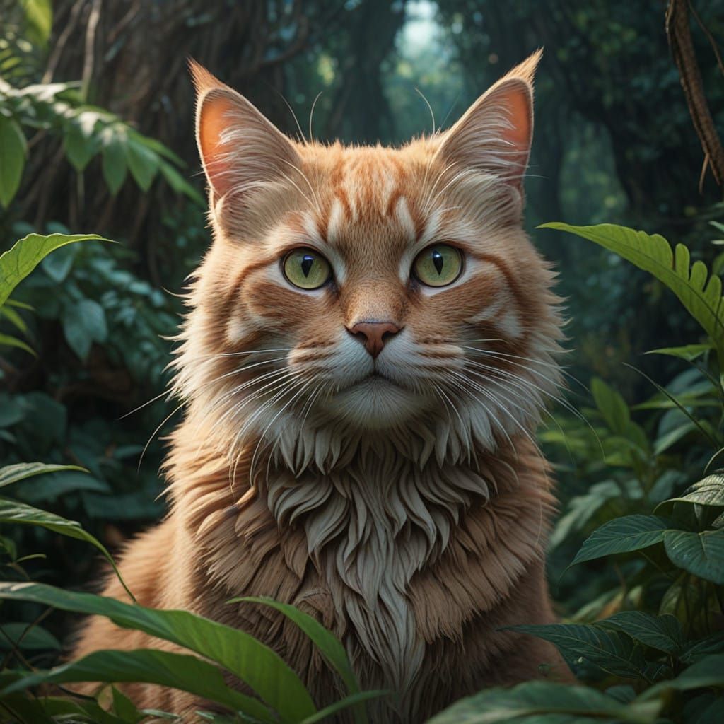 Dreamy Whimsical Cat Portrait in Pastel Hues and Jewel Tones