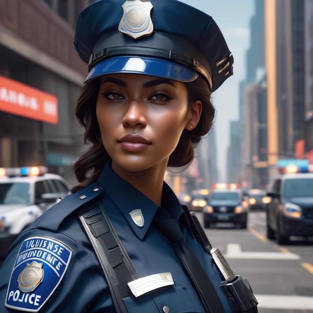 Beautiful Curvy Police Officer: Detailed Portrait