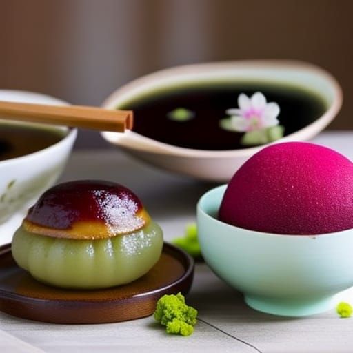 Beautiful Japanese Mochi and Dango with Plum Blossoms
