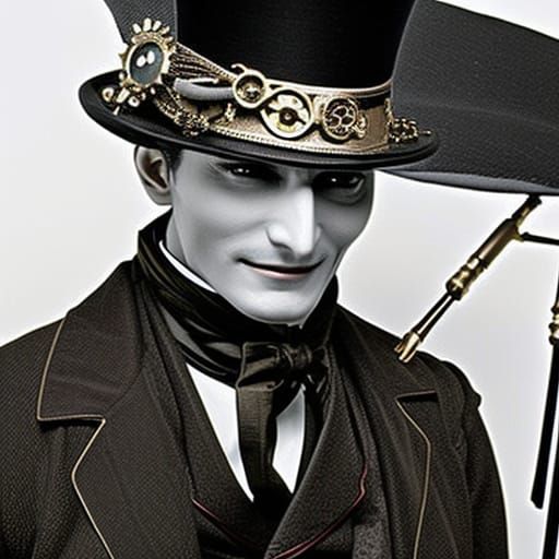 Steampunk Kafka Portrait with Mechanical Details