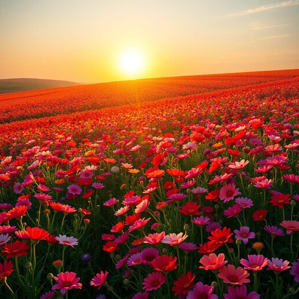 Vibrant Flower Field in Epic Cinematic Style