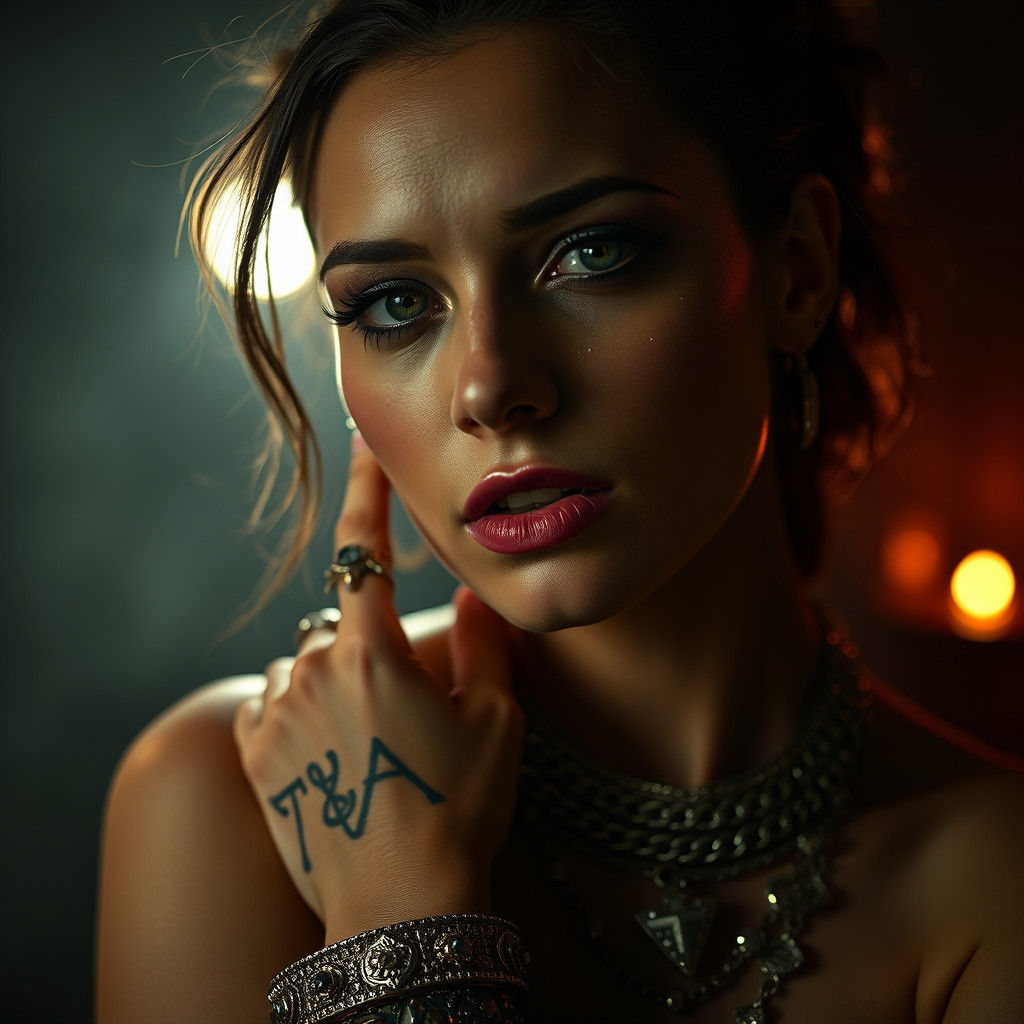 Woman with Piercings in Hyperrealistic Style