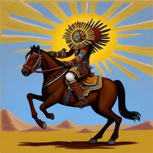 Navajo Sun God Riding Through Fantasy Landscape
