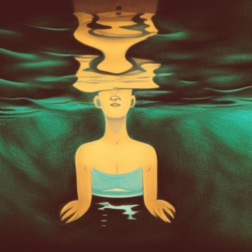 Eerie Image of a Drowning Girl Underwater