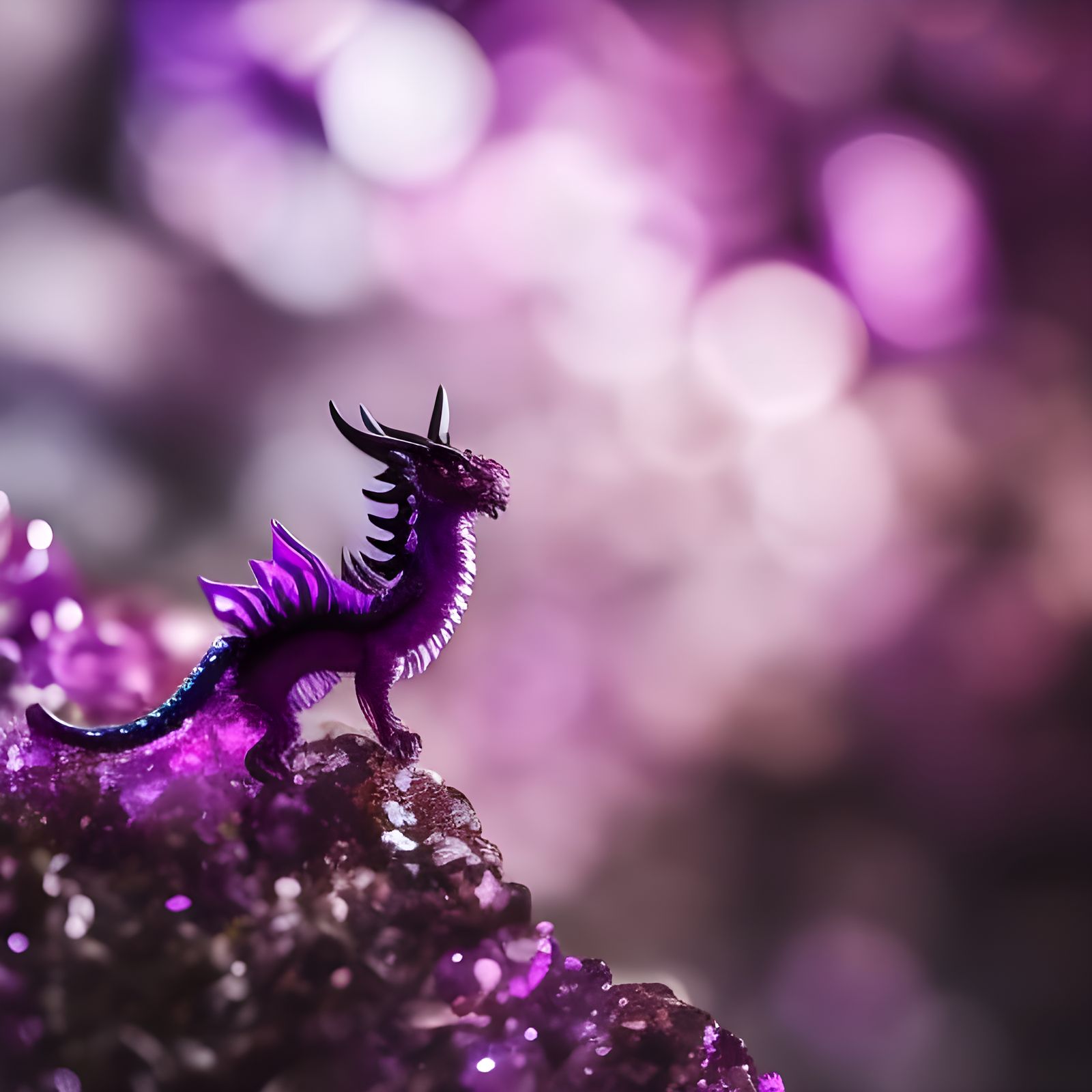 Amethyst Dragon Lair with Bioluminescent Crystals in Anime S...