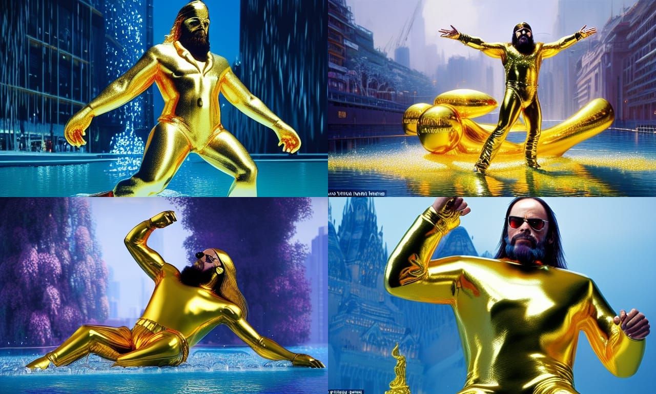 Golden Macho Man Randy Savage Statue on Water
