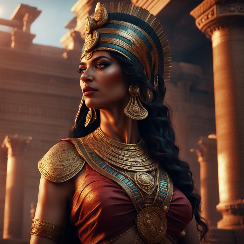 Sensual Ancient Indian Cleopatra: Detailed Matte Painting