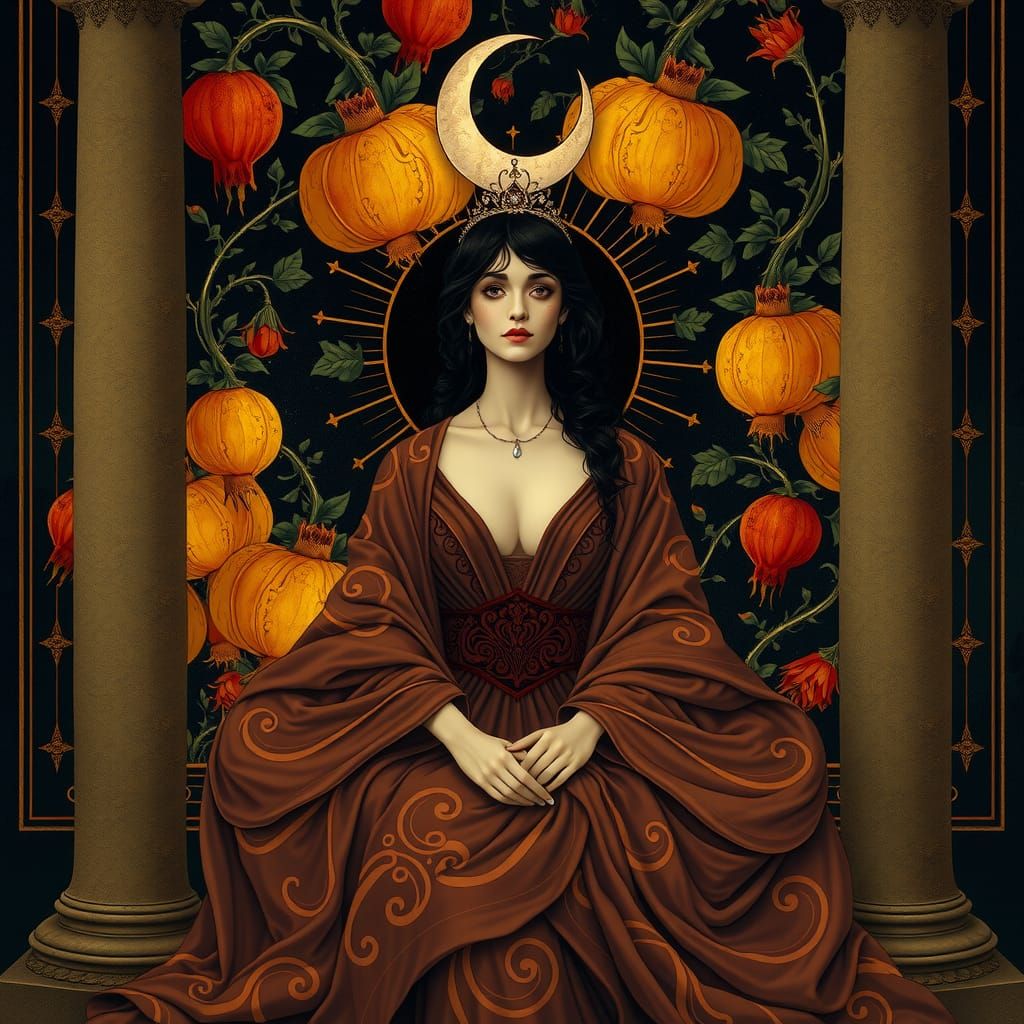 Art Nouveau Tarot Card: The High Priestess