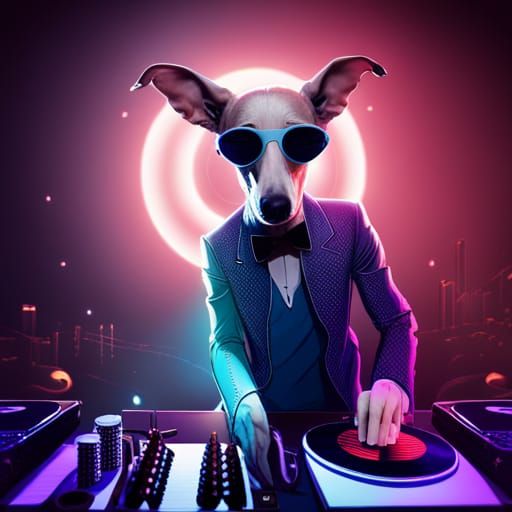 Italian Greyhound DJ at EDM Concert, Digital Art