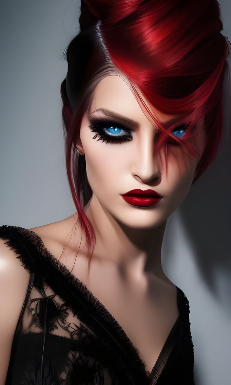 Hypnotic Goth Woman Portrait in Semirealism Style