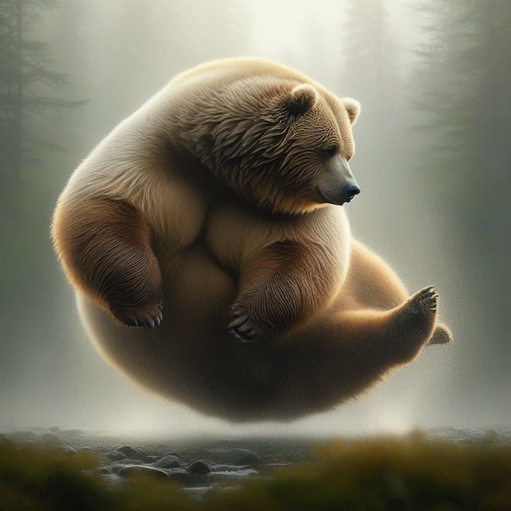 Elegant Impressionist Portrait of a Gentle Kodiak Bear