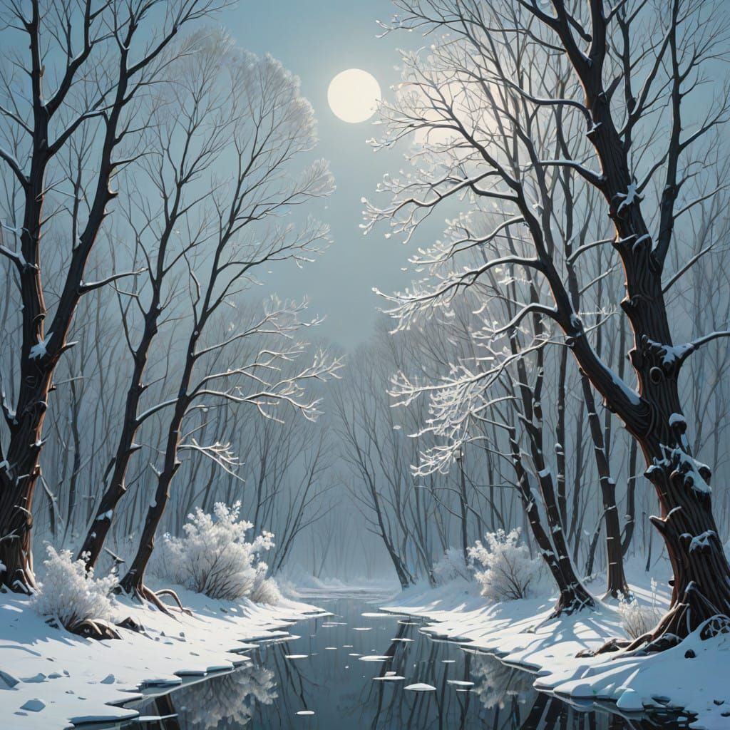 Crystal Ice Floral Wreath in Lunar Light