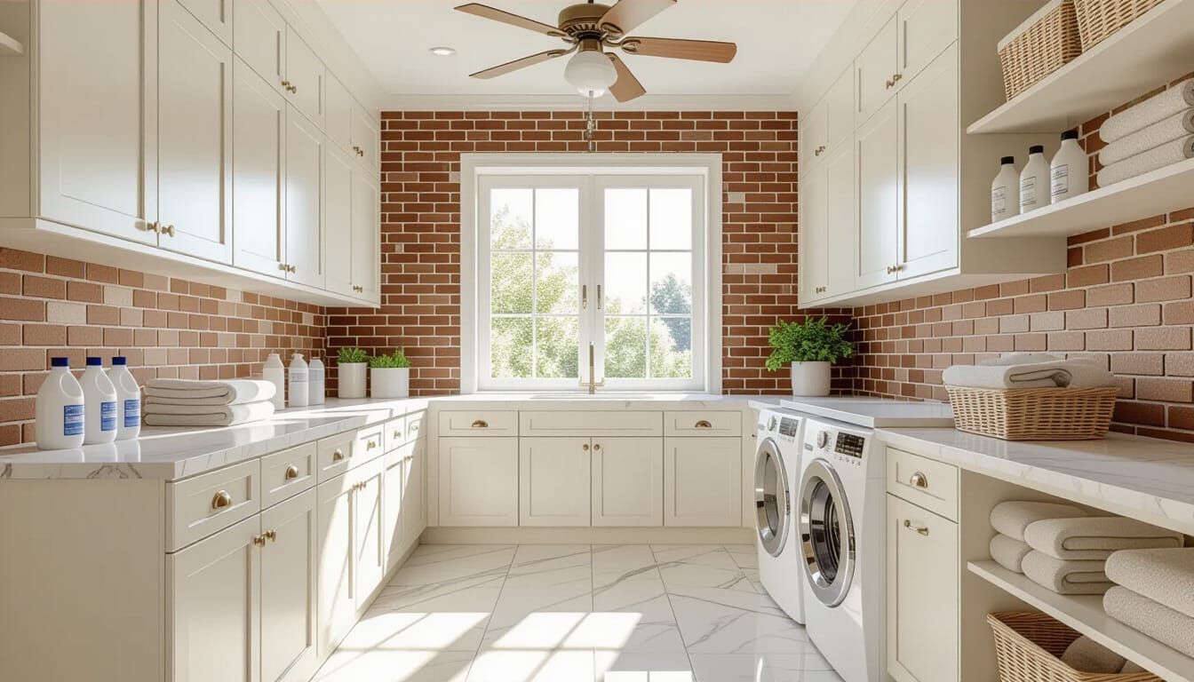 Victorian Laundry Room with Glass Walls in Photorealistic St...