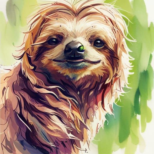 Scared Sloth Cartoon Character on Sunny Day