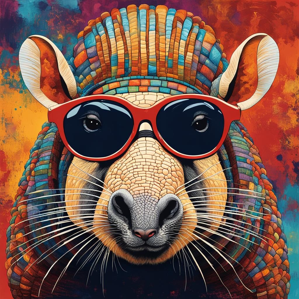 Armadillo as Elton John in Abstract Art Style