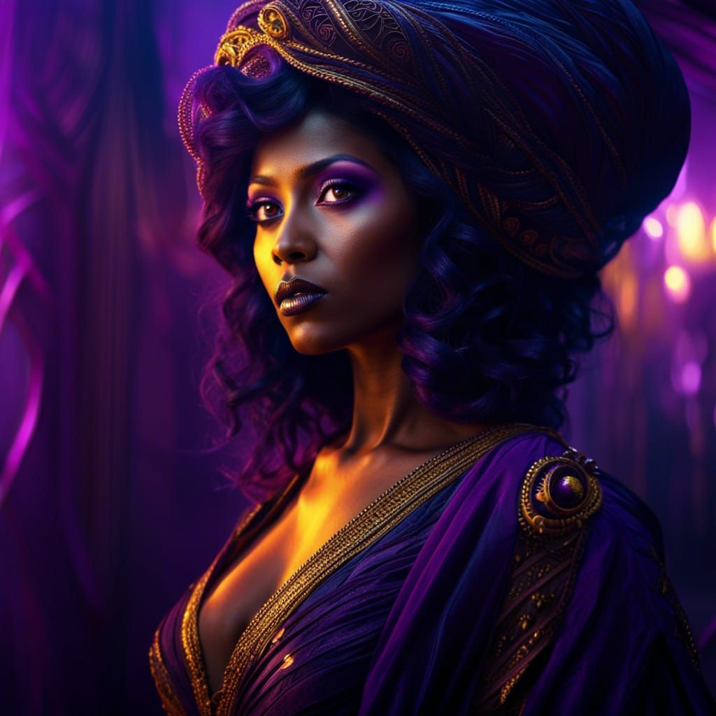 Purple-Skinned Woman with Yellow Eyes: Digital Matte Paintin...