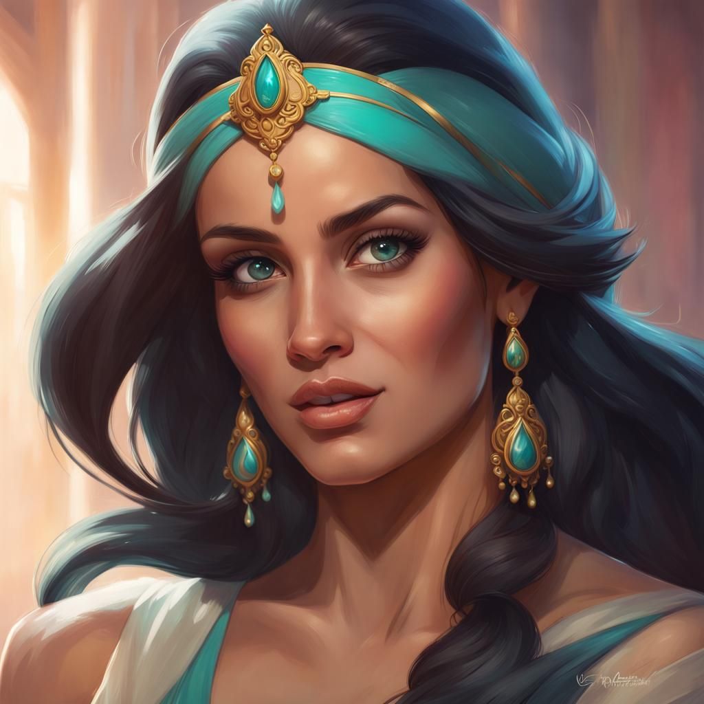 Princess Jasmine Portrait in Art Nouveau Style
