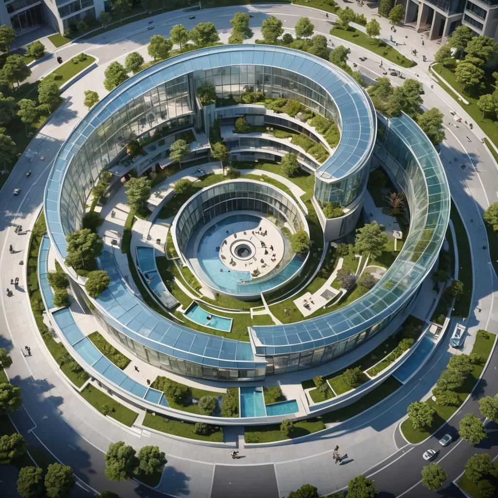 Semicircular Building with Peacock Layout, Hyperdetailed Con...