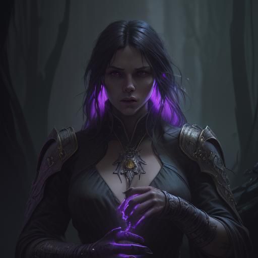 Dark Fantasy Concept Art in Purple and Yellow
