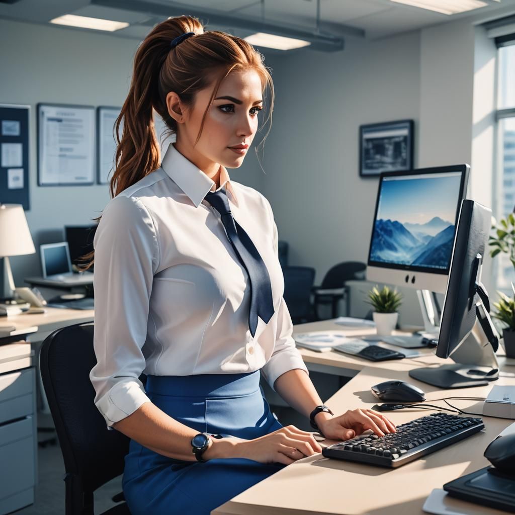 Office Girl Portrait in Contemporary Style
