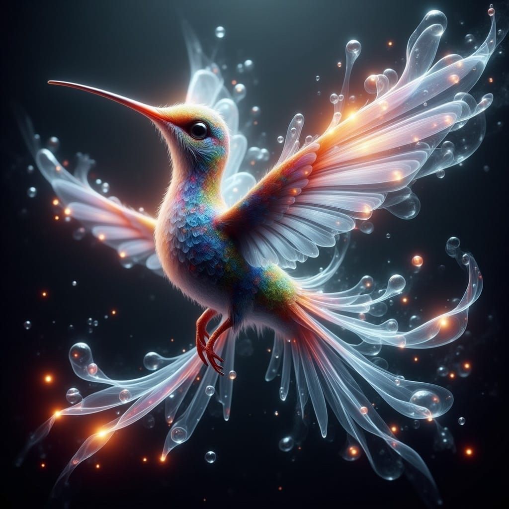 Enchanting Hummingbird in Detailed Matte Painting