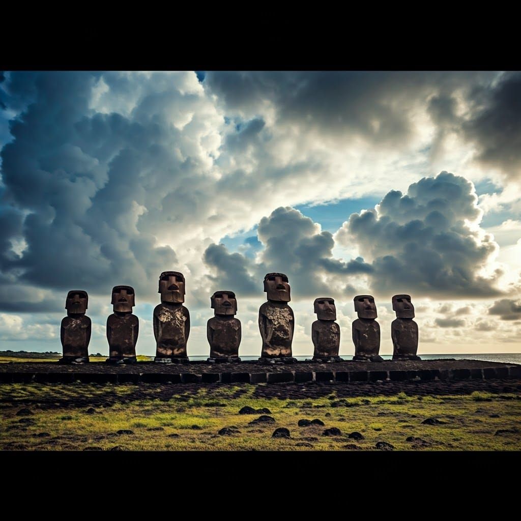 Moai with clouds
