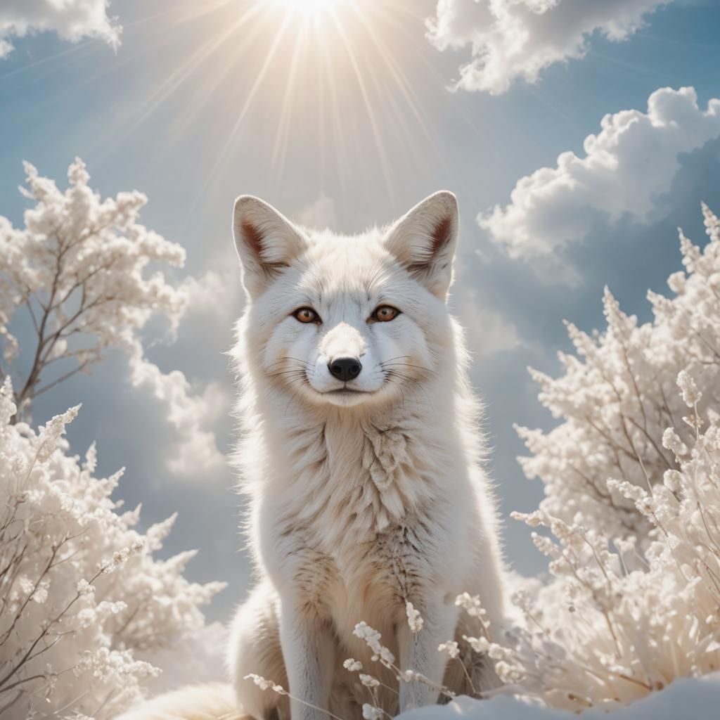 Ethereal White Fox in Divine Light