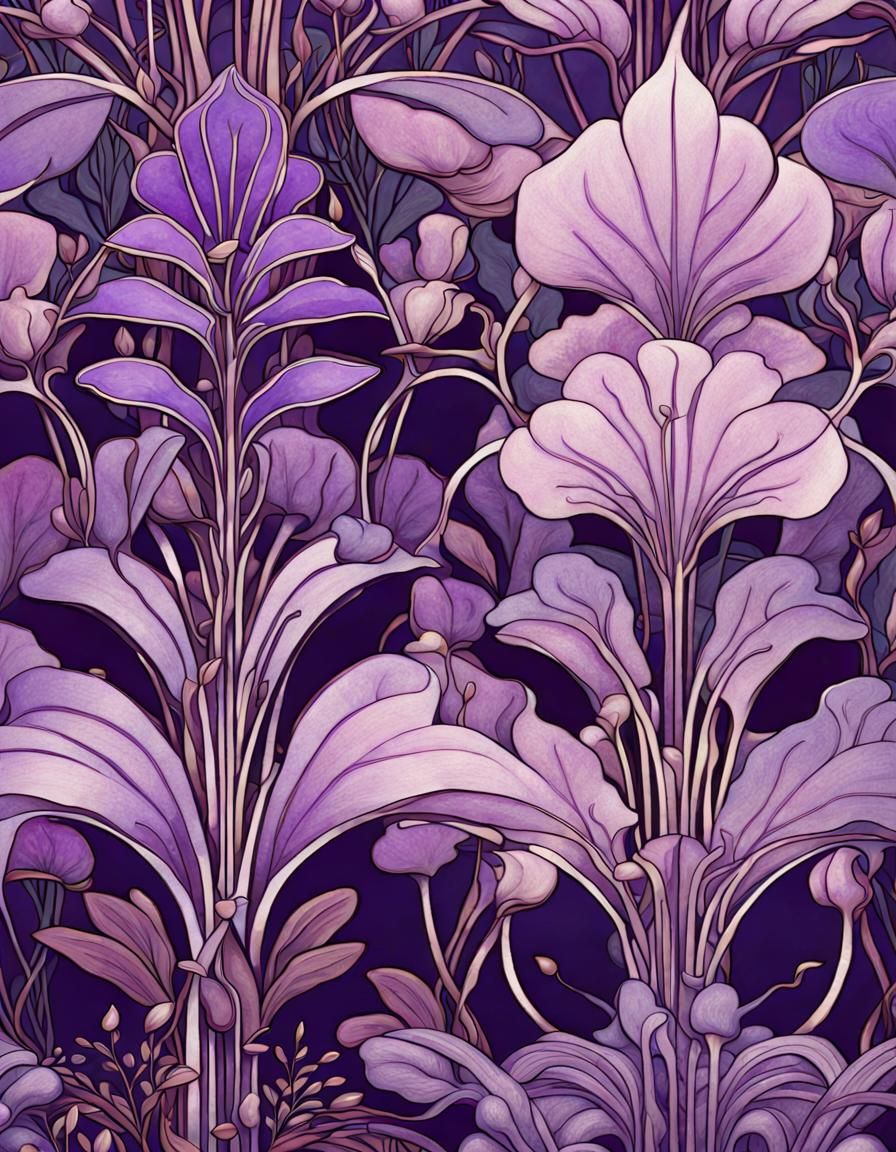 Art Nouveau purple flowers