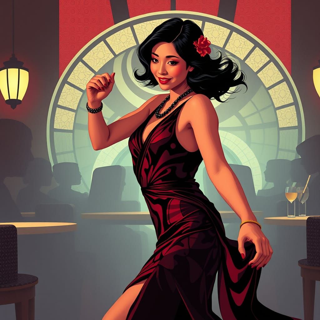 Flapper in Speakeasy with Pop Art Aesthetics