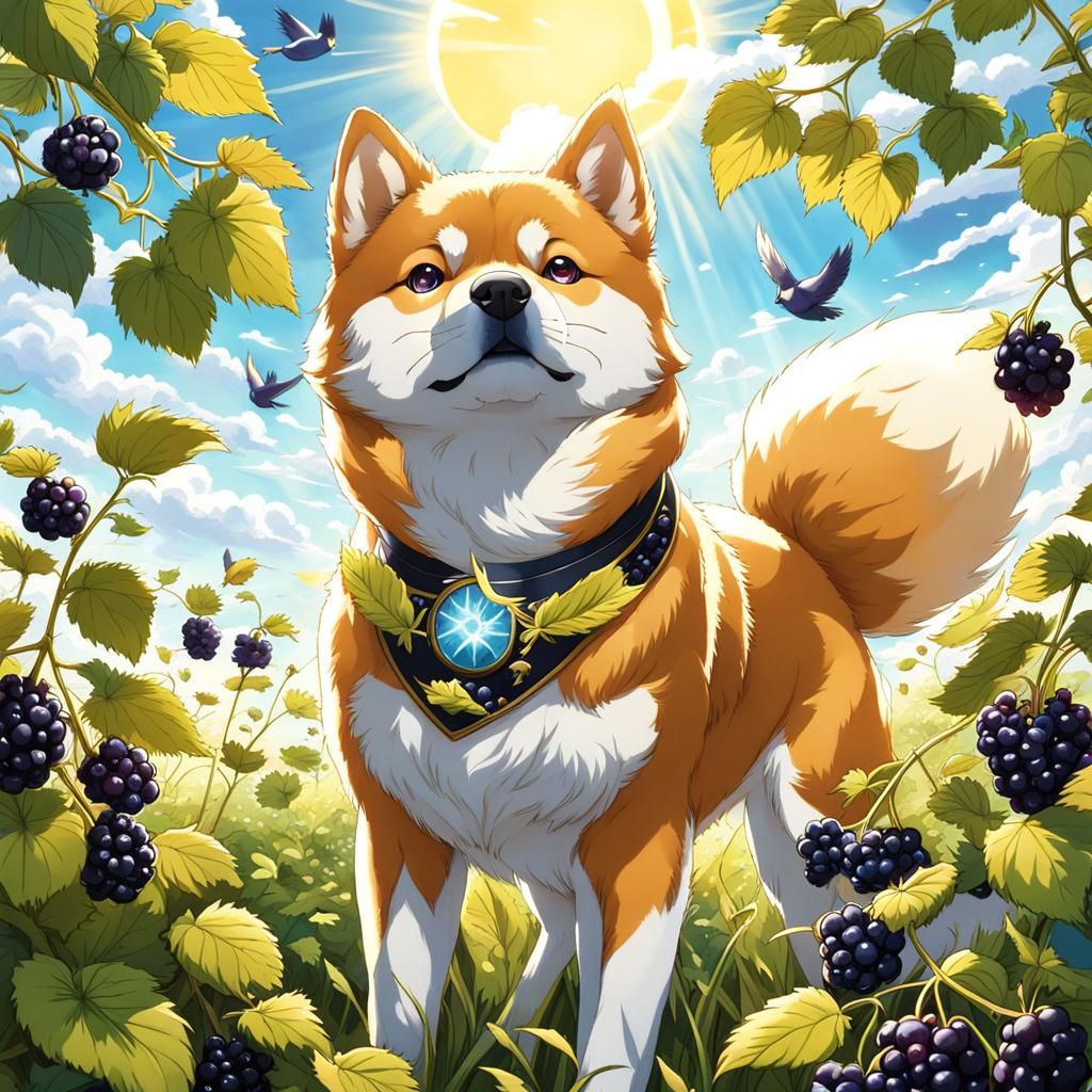 Shiba Inu in Blackberry Field: Anime Style