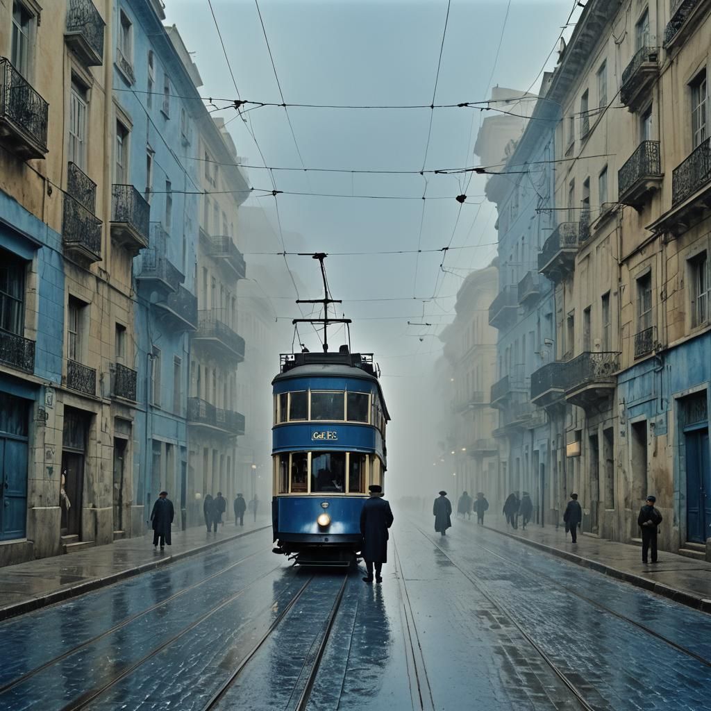 Fernando Pessoa in Rainy Lisbon, Prokudin-Gorsky Style