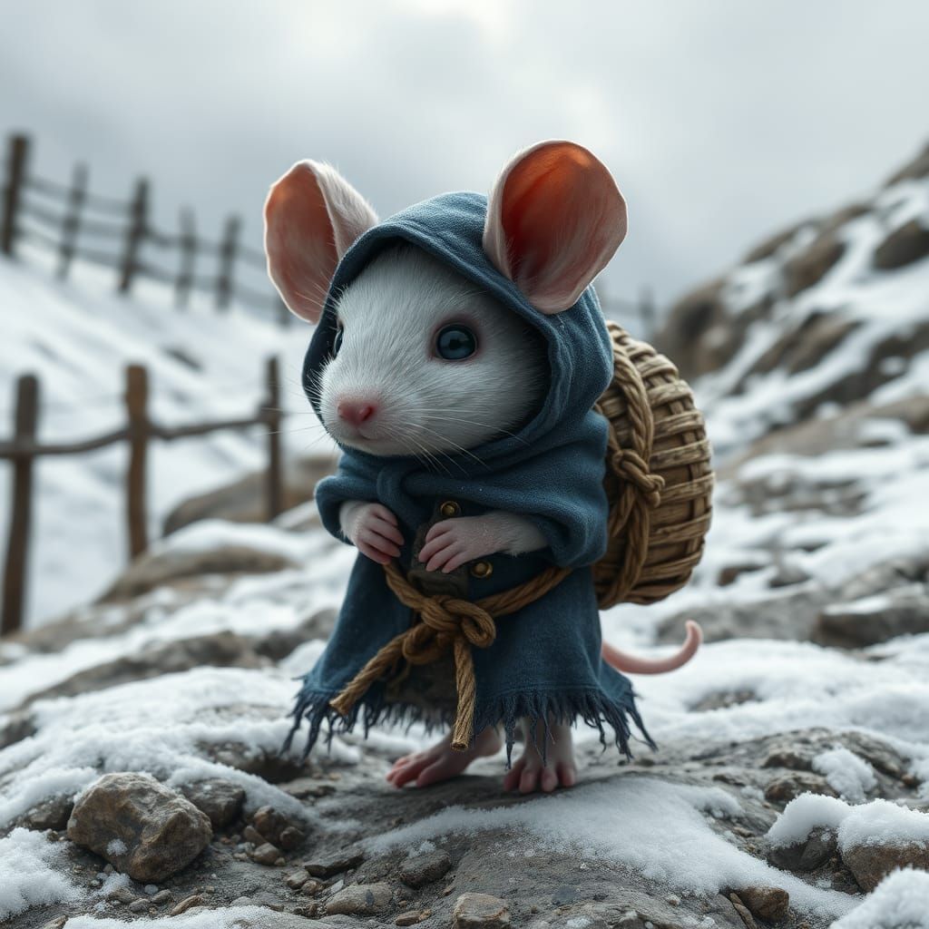 Mouse on Snowy Mountain Adventure as Matte Painting