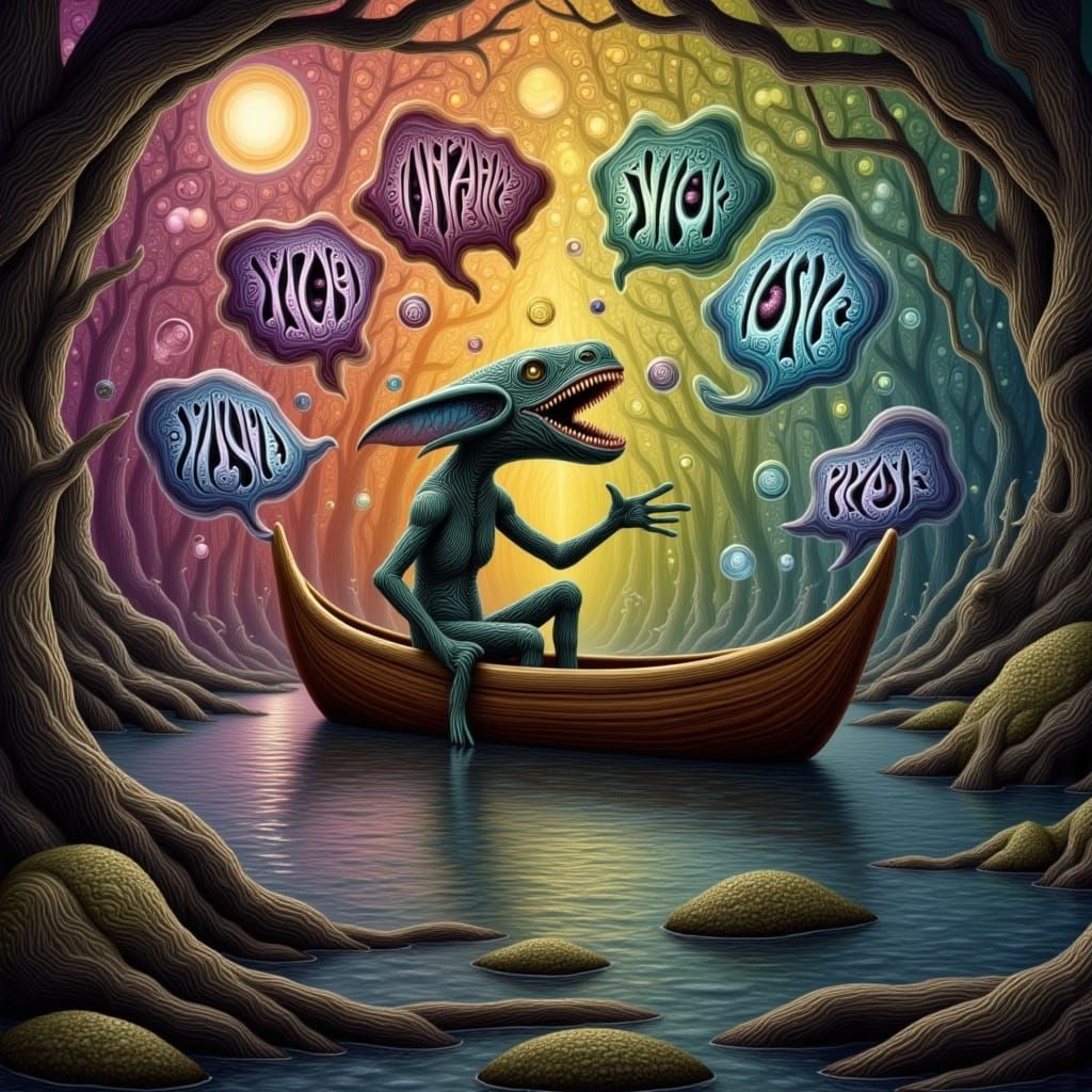 Hallucinating Alien Gives Thanks: Surreal Digital Art