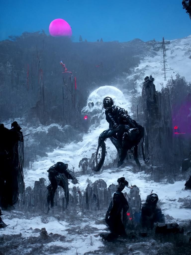 Synthwave Horror in Retro Engraving Style