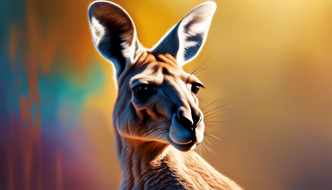 Hyperrealistic Kangaroo in Vibrant Splash Art Style
