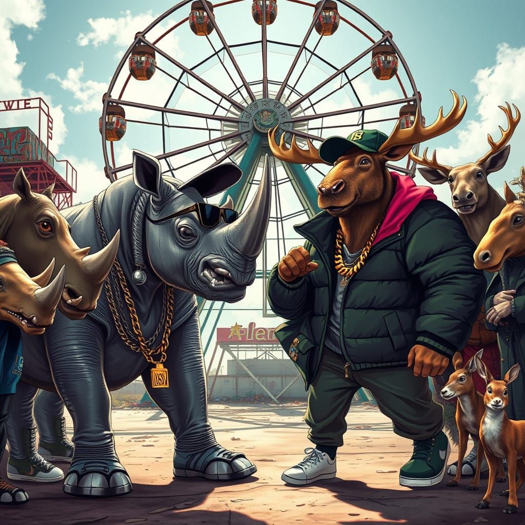 Hip-Hop Showdown Beneath a Crumbling Ferris Wheel