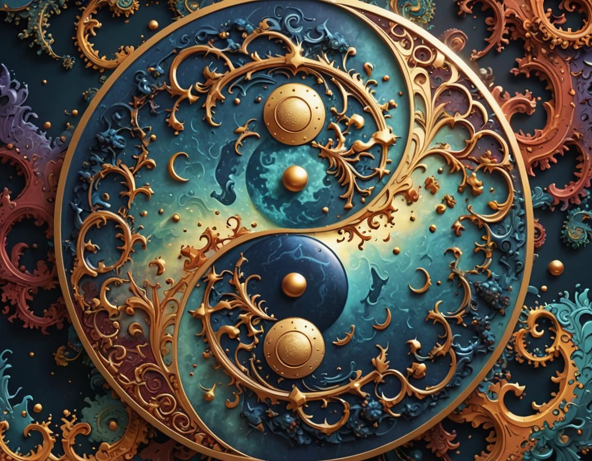 Yin Yang Symbol with Mandelbrot Pattern