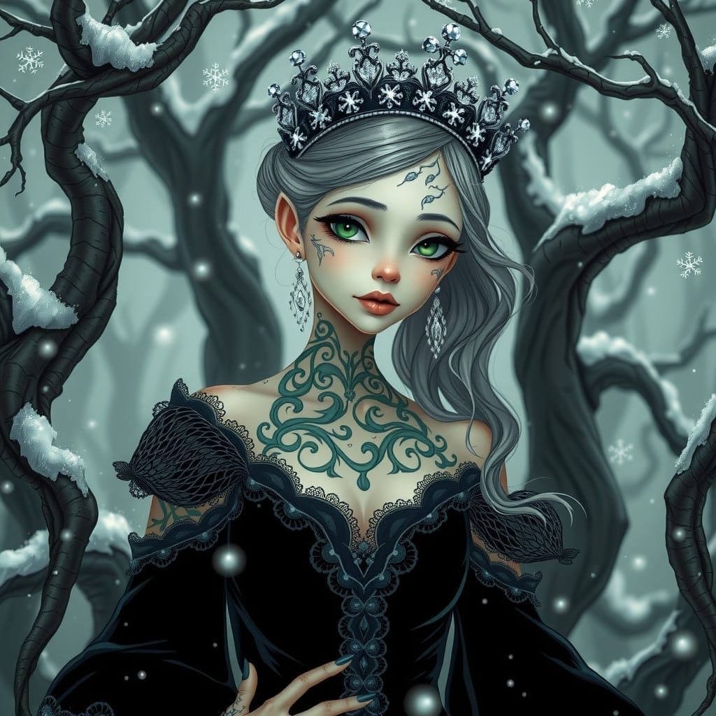 Gothic Fairy Queen Reigns in Whimsical Winter Wonderland
