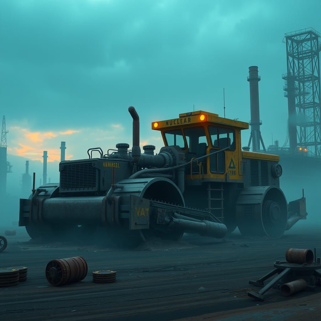 Nuclear Steamroller in Wasteland: Matte Painting