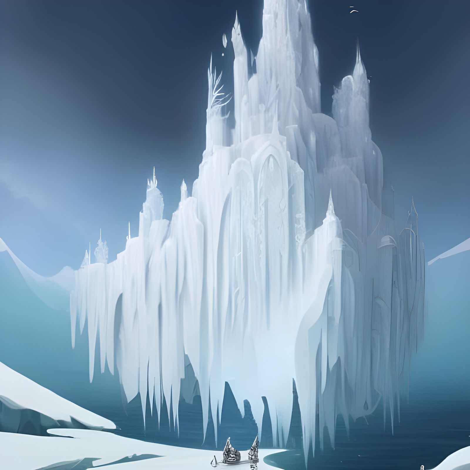 Floating Ice Castle: Art Nouveau Masterpiece