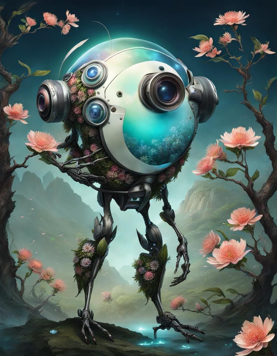 Flowering Tree Creature in Flowerpunk Style