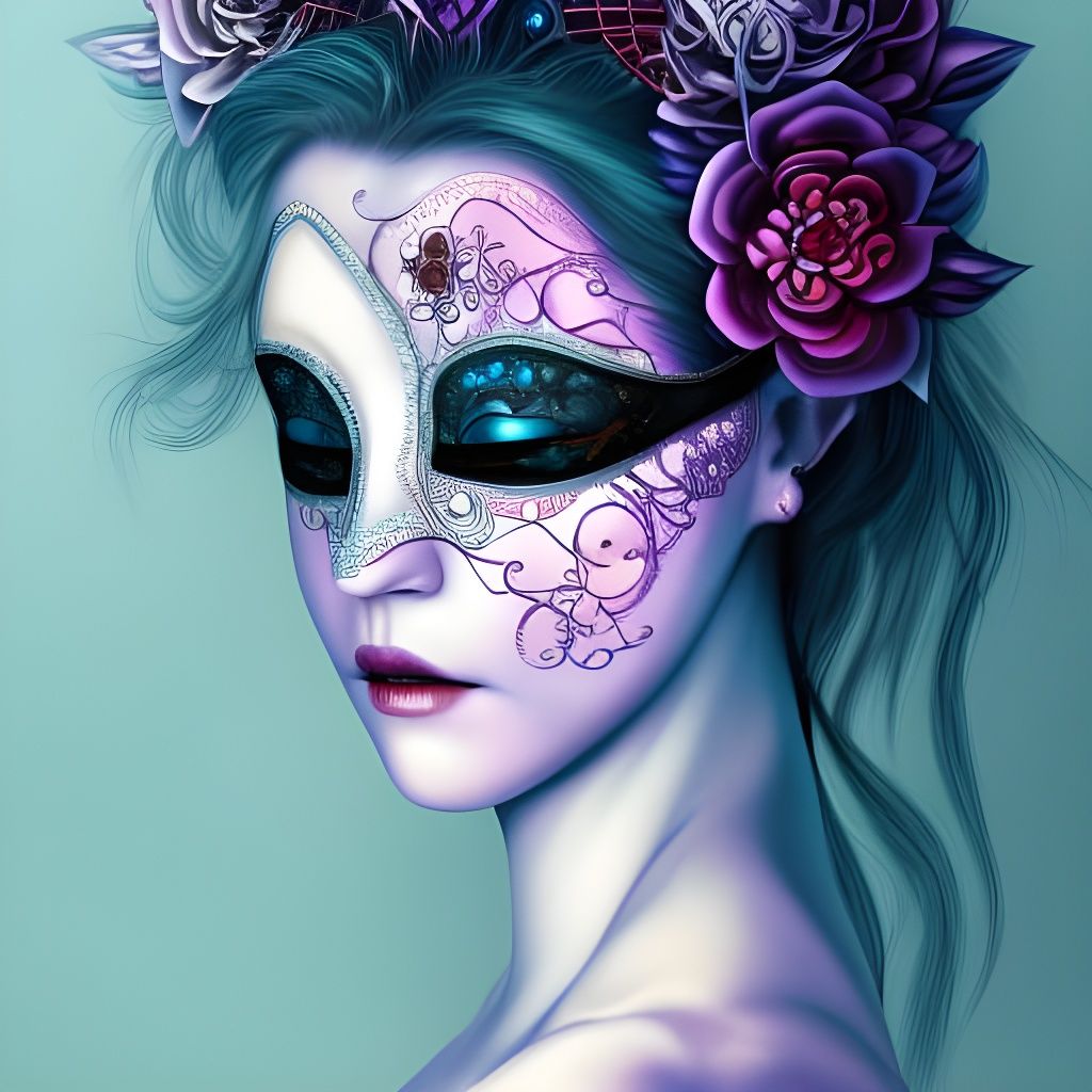 Mysterious Girl in Mask at Masquerade Ball