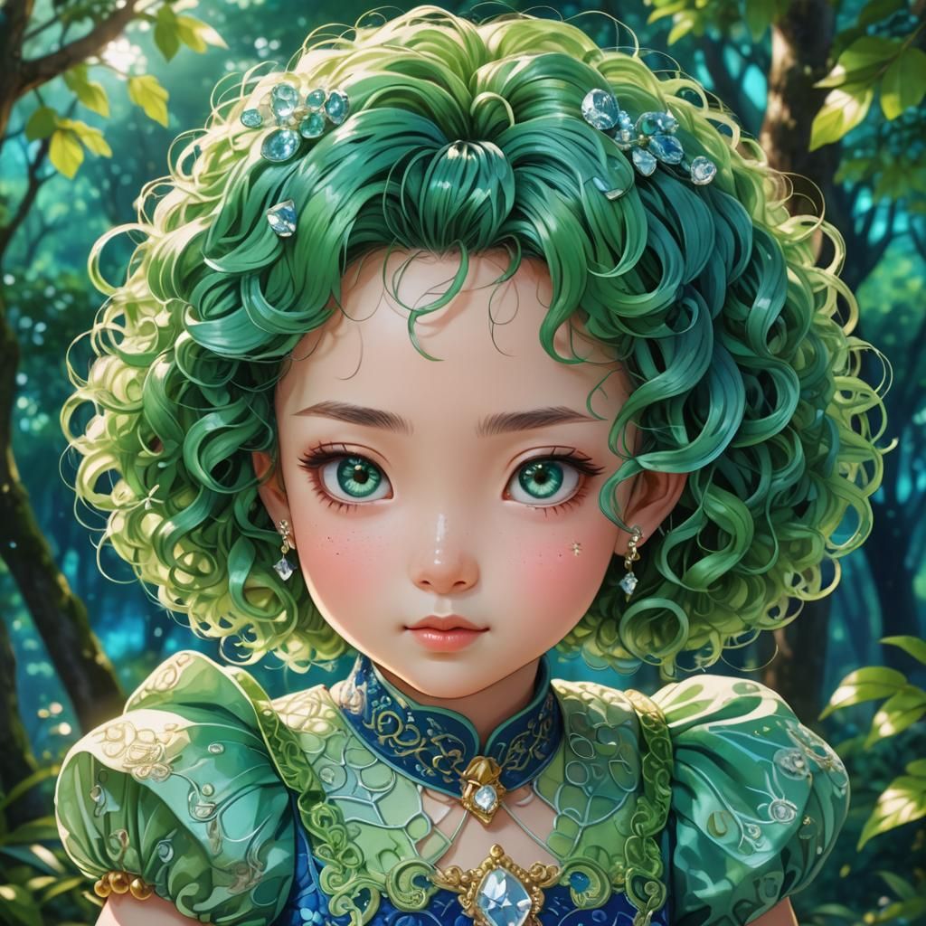 Anime Girl Portrait with Diamond Dress