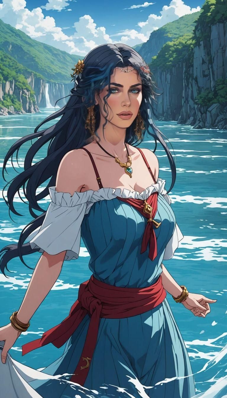 Anime Girl with Ice Blue Eyes in Manga Style