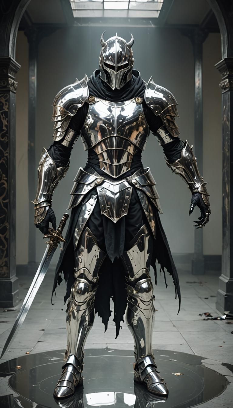 Terrifying Silver Figure with Mirrored Armor