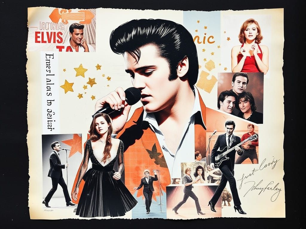Elvis Presley Collage Masterpiece in Post-Modernist Style