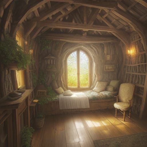 Cozy Refuge in Dreamy Watercolor Style