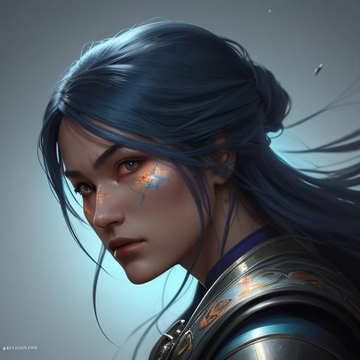 Kiriko Ninja Portrait in Splash Art Style